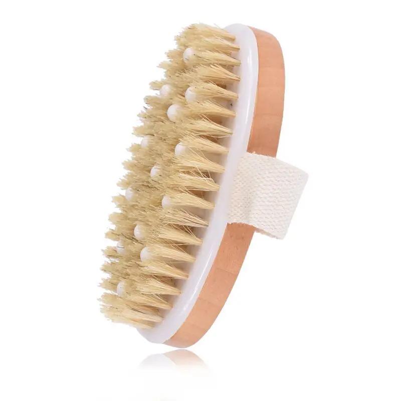 Dry Skin Wood Body Brush Exfoliation Natural Bristle Back Brush Massager Bath Shower Back Spa Scrubber Dry Massage Brush Tools