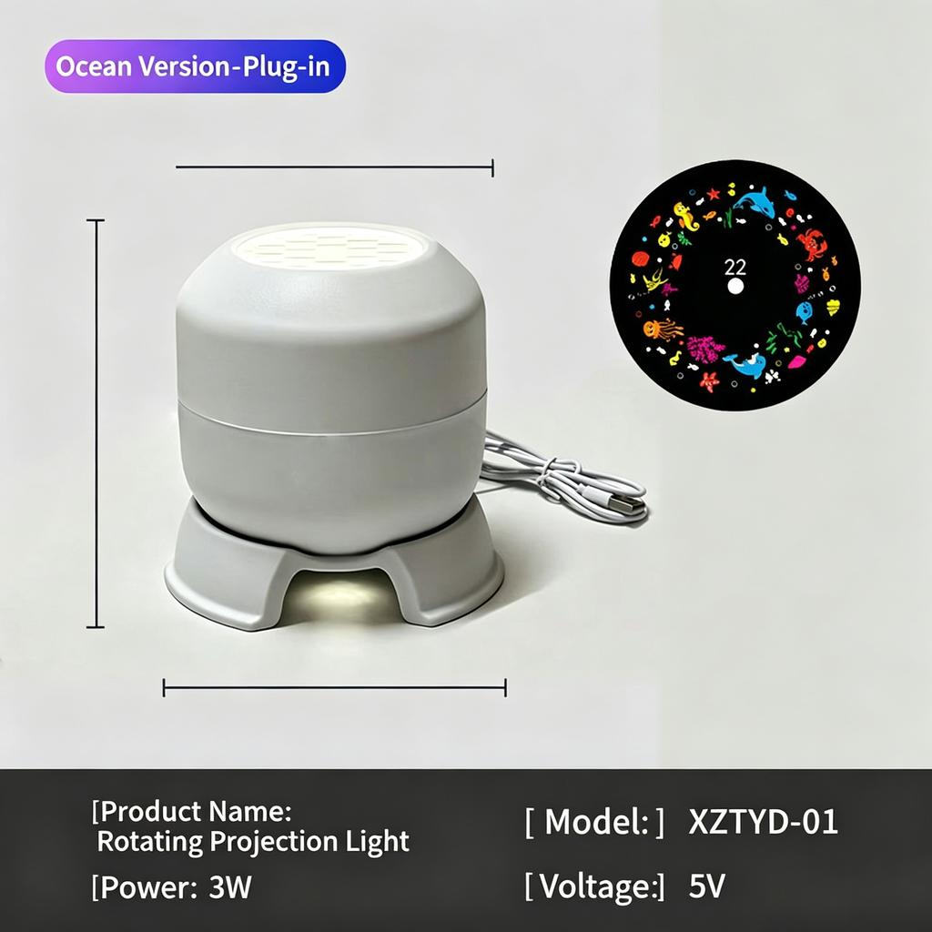 360° Rotating Starry Ocean Projection Night Light Dynamic Projector Decorative Lamp Ocean-Themed Projection Light Festival Gift