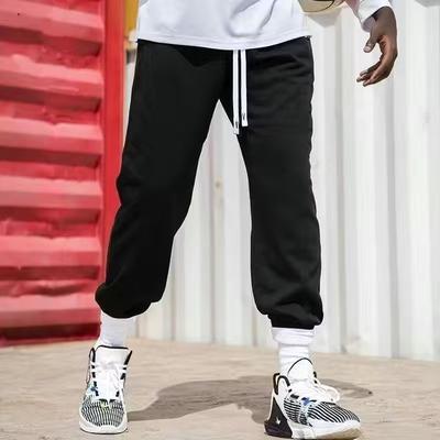 Trendy Sportovní Pánské Kalhoty se Stahováním u Kotníků Zimní Zesílené Americké Tepláky Volné Basketbalové Kalhoty Rovné