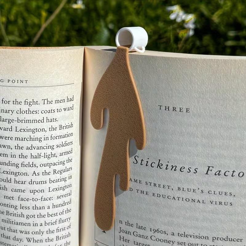 1/2pc Faux Leather Coffee Cup Bookmark – Durable, Feather-Resistant, No Power, Great for Book Lovers & Gifting