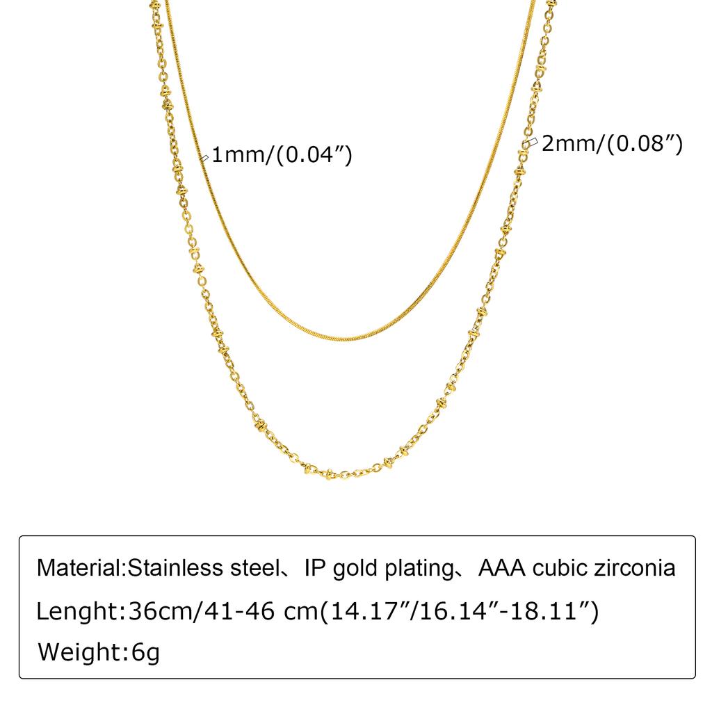Women's Fashion Rugby Beads Chain Chokers Necklaces, Gold Color Stainless Steel Collar Necklace Gifts Jewelry To Girls Lover