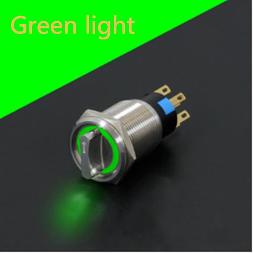 

19mm metal knob rotary button without light with light second gear and third gear selector switch self-locking and self-re 220 V&2NO2NC 3 position&Momentary Reset зелений