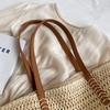 Woven Straw Tote Bag with Leather Handles Large Capacity Summer Beach Bag Women's Casual Handbag Everyday Use