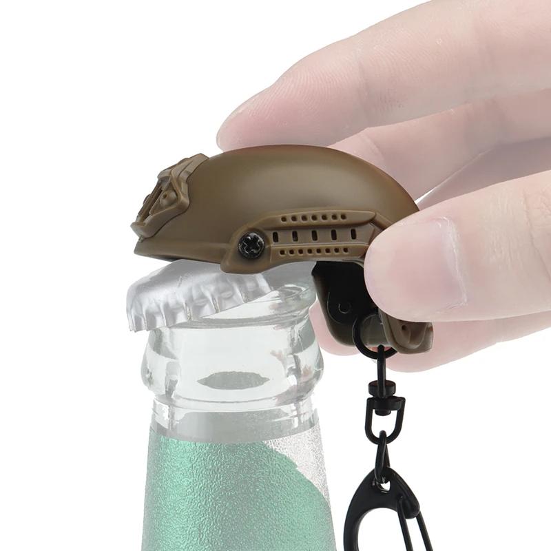 Mini Fast Helmet Keychain Hiking Camping Bottle Cap Opener Decrowner Dummy Helmet Shaped Toy Decoration Gift Outdoor Tool