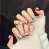 10PCS Christmas Artificial Nails with Duckbill Design Holiday Theme Press On Nails for Women Girls Festive Party Nail Art Decoration