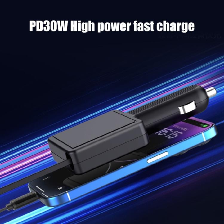 30W Car Charging Adapter Cable with Extendable USB C Line for Electronic Devices Charger