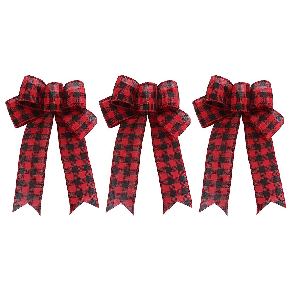 3Pcs Portable Xmas Bow-knot Interior Decoration Bow Christmas Bows Holiday Decorative Lightweight Party Accessories