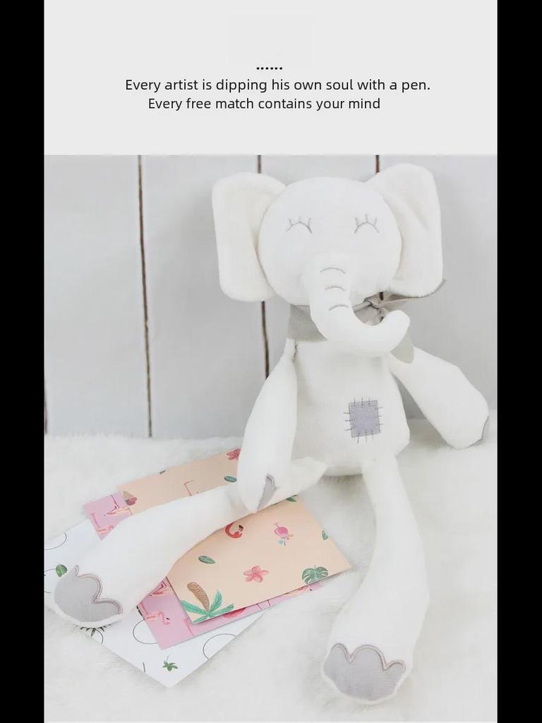 Vylepšená uklidňující plyšová hračka bílý slon pro kojence