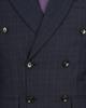 Gunmetal Blau Dezentes Karomuster Zweireihiger Blazer