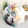 Colorful Penguin Balloons Automatic Folding Umbrella Simple 8 Rib Design, Bright Cartoon Pattern, Durable Iron Frame, Suitable For Travel,