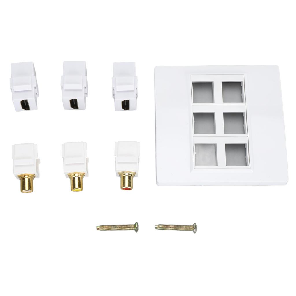 86mm Wall Plug Plate 3 Port HD Multimedia Interface 3 Port RCA Wall Plate HD 4K 1080P 60Hz