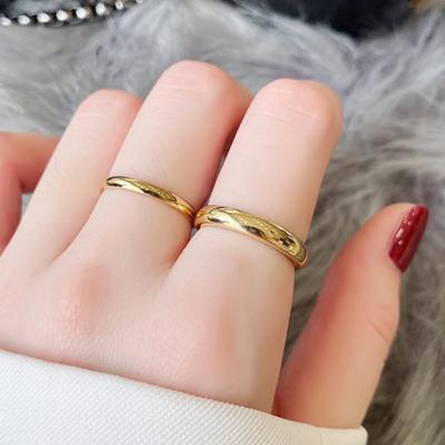Simple Narrow Version Smooth Plain Ring, Titanium Steel Electroplating Stacked Tail Ring, Female Vingate Niche Ring