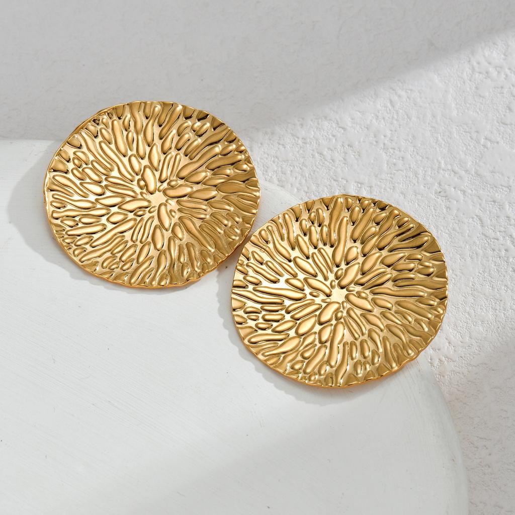 Atoztide Exaggerate Trendy Flower Heart Earrings for Women Girl Stainless Steel Gold Color Irregular Earrings Jewelry Gift