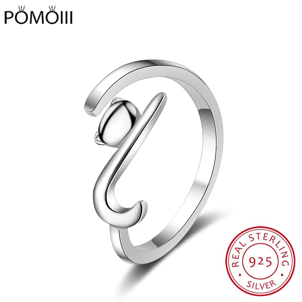 Inel de deget Pisică lipicioasă din Argint Sterling 925 100% cu coadă lungă Inel pentru femei Reglabil Inel de logodnă Bijuterii Scr220