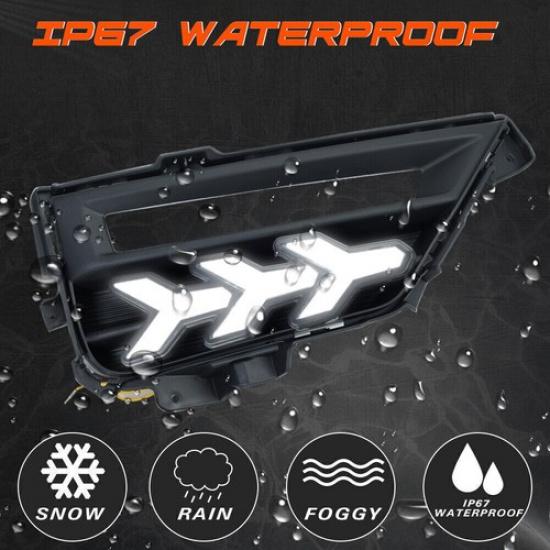 Pair For ~ Honda CRV Driving Fog Light Turn Signal Lamps 3~Color LED DRL