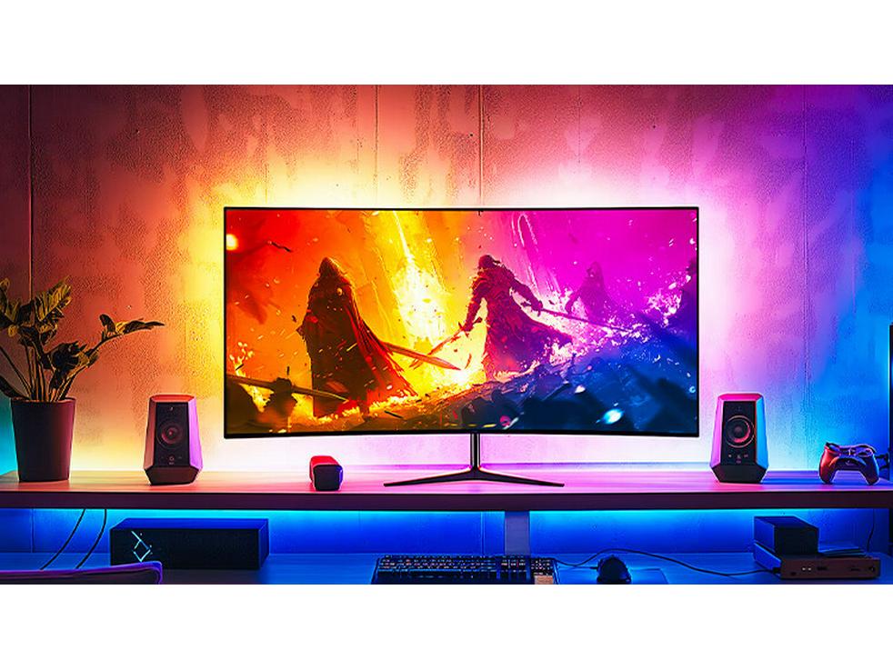 

RGB подсветка для киберспортивной комнаты: Подсветка для рабочего монитора с синхронизацией экрана. Sync Strip-34in-3 Sides-Encased