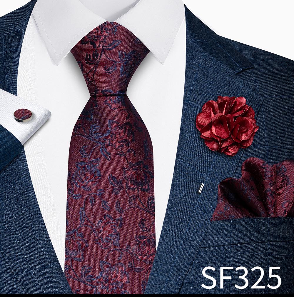 Men's Formal Tie, Pocket Square, Cufflinks & Brooch Set.
