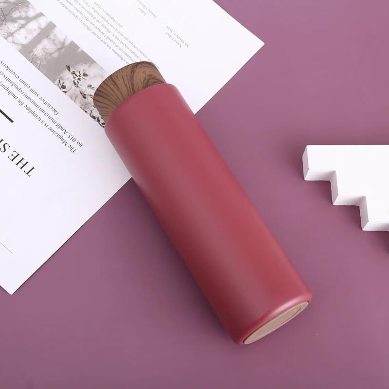 Portable Insulated Water Bottle with Wood Grain Lid