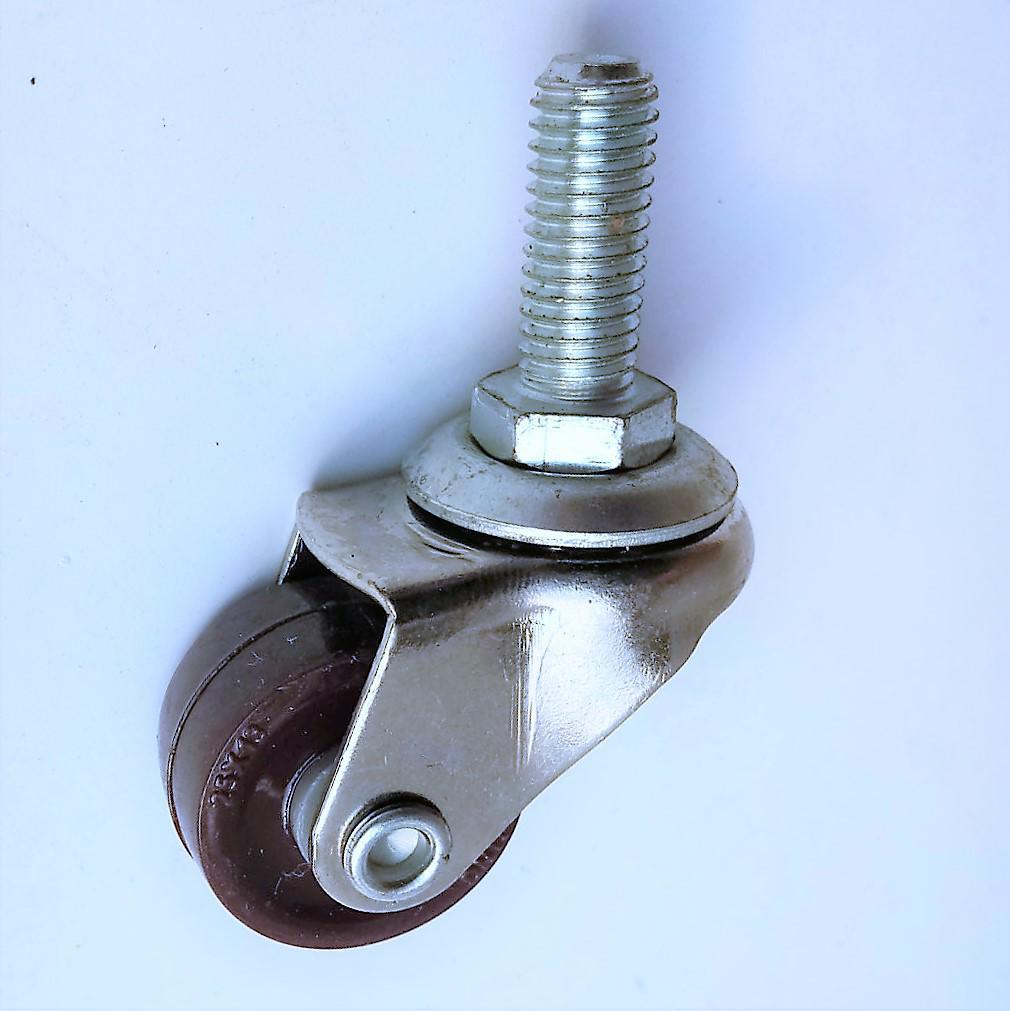 1-Inch Swivel Caster Wheel with Threaded Stem, Light Duty, Chrome-Plated Bracket, 25mm Diameter