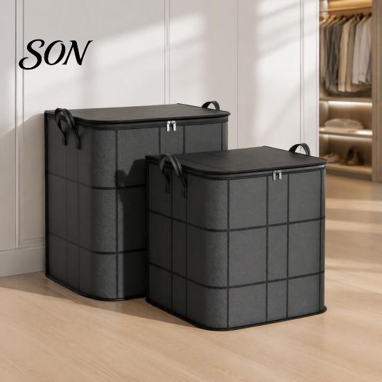 Durable Fabric Moving Totes Storage Bags with Reinforced Handles, Foldable Non-woven Organizer, Heavy Duty Bedding Large Capacity for Clothes