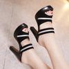 10cm Small Size 32-43 Summer Mix Color Block High Heels Shoes 2025 Soft Leather Slippers Platform Slides for Office Model Work