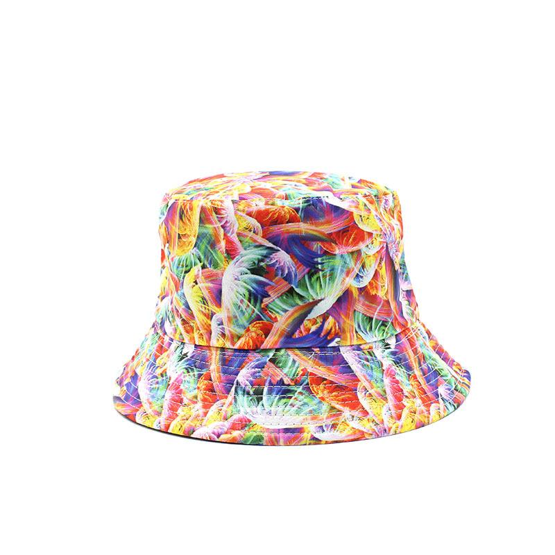 Bucket Hat Women'S Spring And Summer Outdoor Printed Cotton Double-Sided Foldable Men'S Sun Protection Hat Fishing Shade Basin Hat