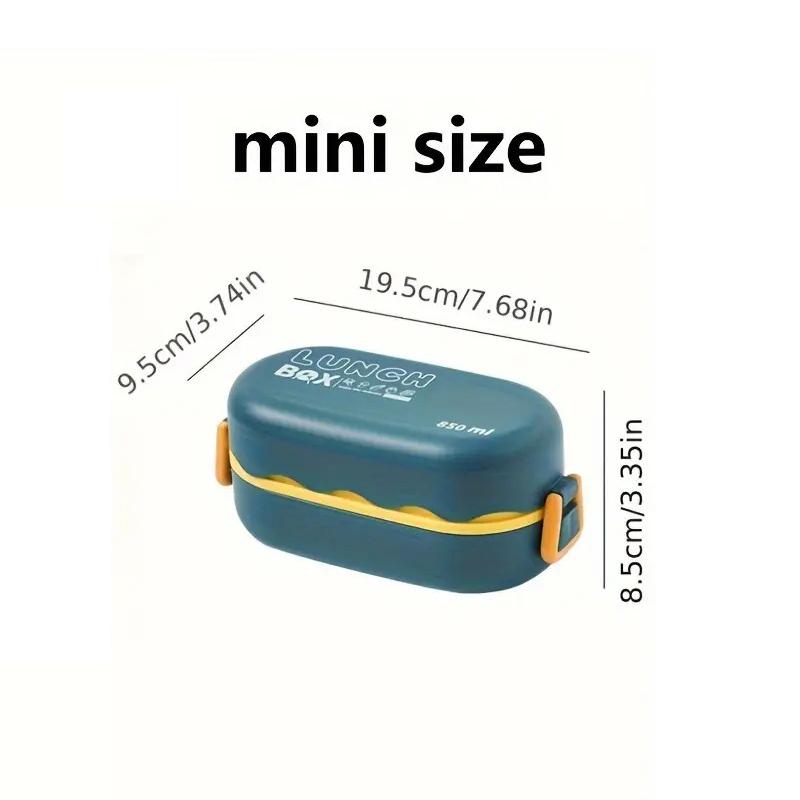 850 ml Bärbar Dubbelskikts Matlåda Mikrovågsugnsbar Bentolåda Med Bestick Förseglad Läckagesäker Matförvaringsbehållare