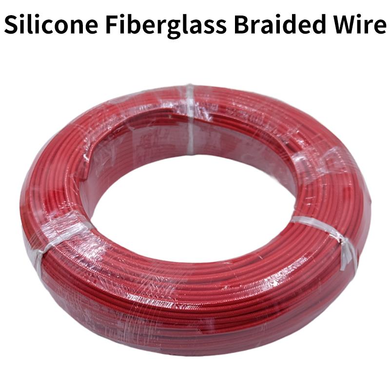 2M/5M High Temperature Resistant Silicone Wire 300°C Soft Copper Cable Fiberglass Braided Insulated Warm Floor Heat Element Line