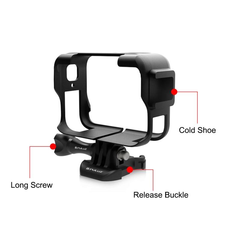 For Insta360 Ace Pro PULUZ Plastic Cage Expansion Adapter Frame with Cold Shoe Base (Black)