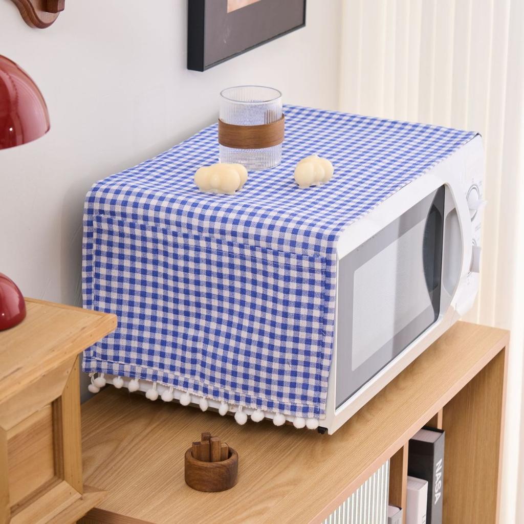 Polyester Cotton Plaid Microwave Dust Cover Single Door Refrigerator Cover Double Door Refrigerator Drum Washing Machine Cover