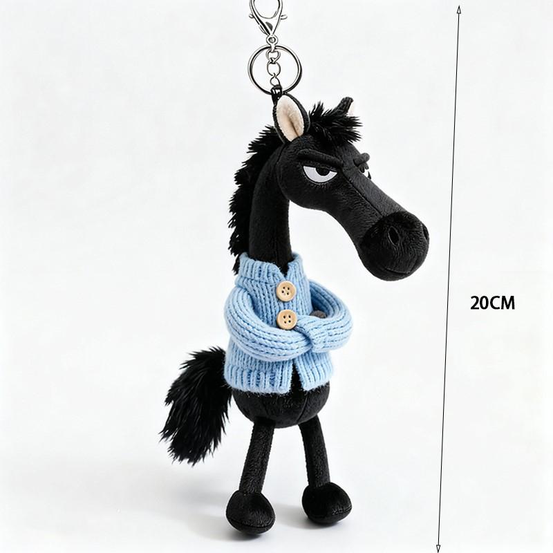 Tianxuan Black Horse Plush Toy Bag Charm Keychain Doll Clothes Doll Children'S Toy