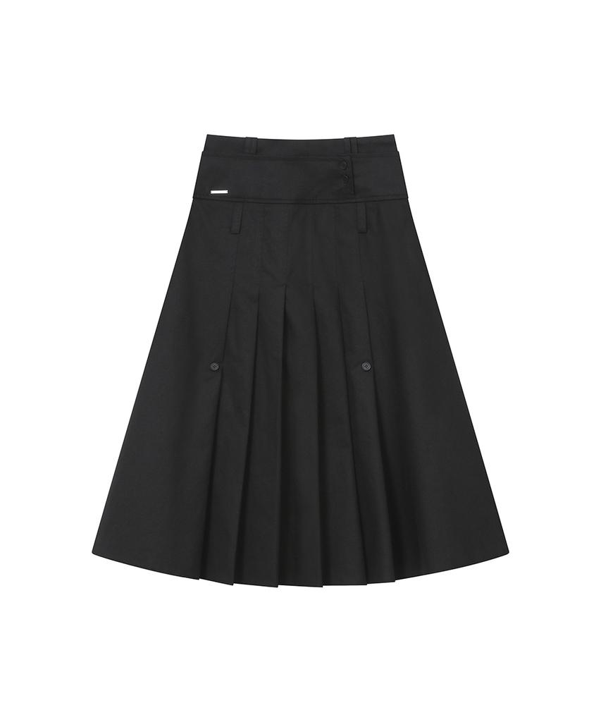 Miseki Seoul Layered Pleats Maxi Skirt Black