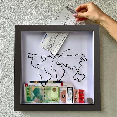 Adventure Archive Box Bank Money Box Wooden Saving Box Souvenir Travel Shadow Box Funny Travel Keepsake Souvenir Box for Friends