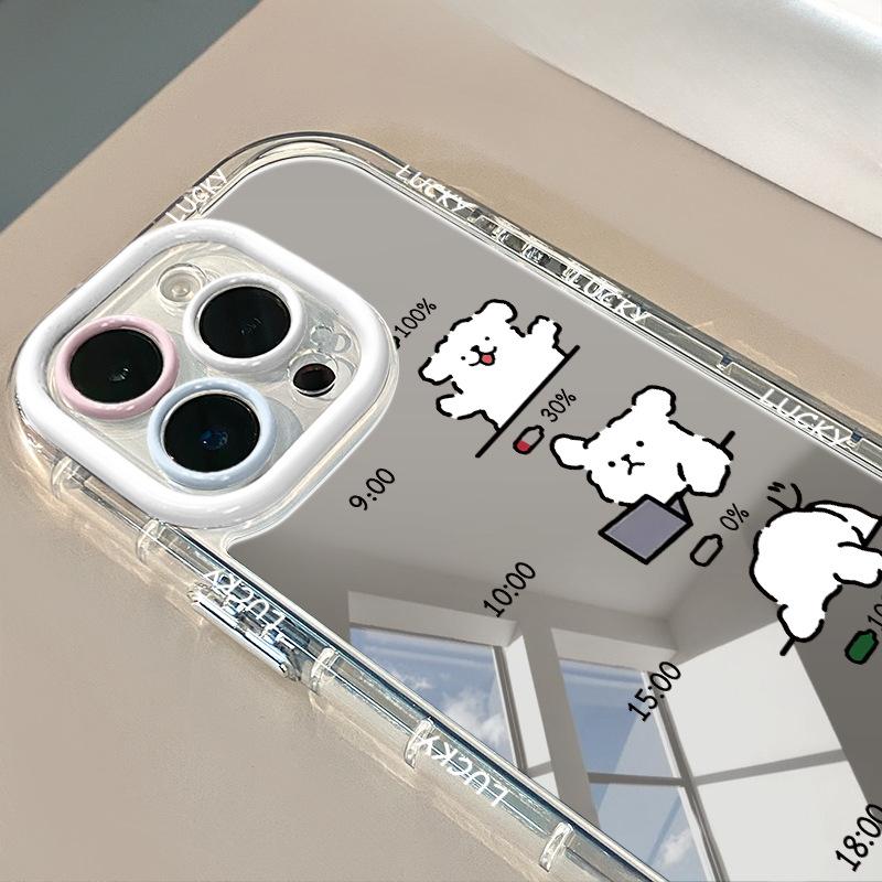 Ins Kreativer Einfacher Welpenspiegel Geeignet für Creme Schale Apple 15 IPhone 14/16promax Cartoon