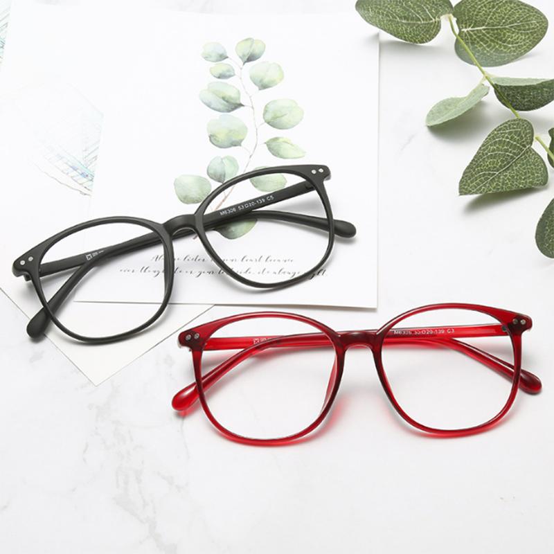 Ultraleichte TR90 Blaulichtblockierende Brille Großes Rundes Gestell für Damen Herren Myopie 0 bis -6 Sehstärken Brillen