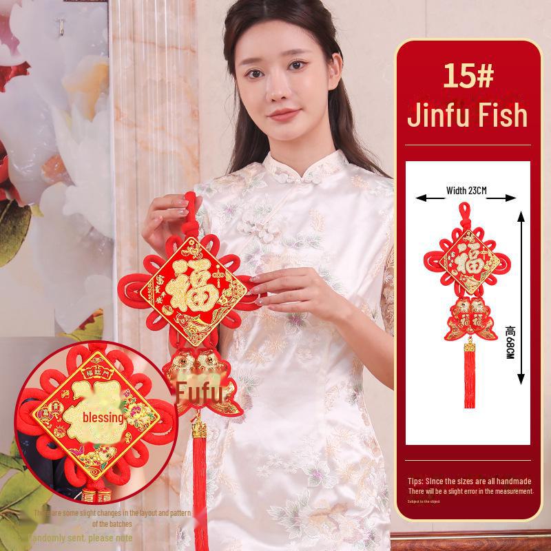 Luxusní přívěsek čínského uzlu se zlatou rybkou pro novoroční požehnání a dekoraci při kolaudaci