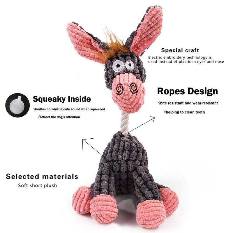 New Upgrade Your Playtime with Soft Plush and Durable Squeaky Donkey Dog Toy - The Perfect Choice for Small and Large Pets. Enha