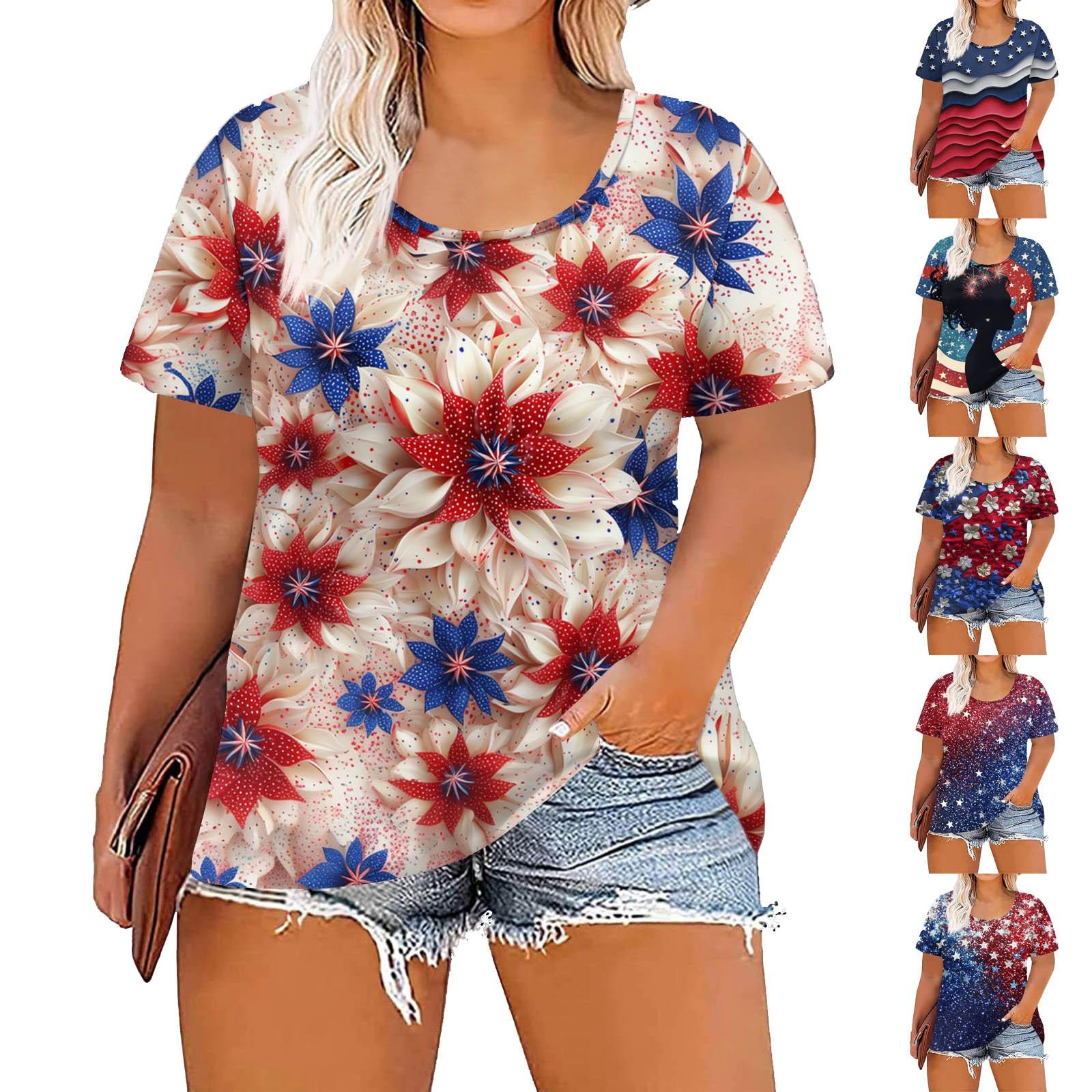 

Women s Fashion Casual Summer Plus Size Print Tops L