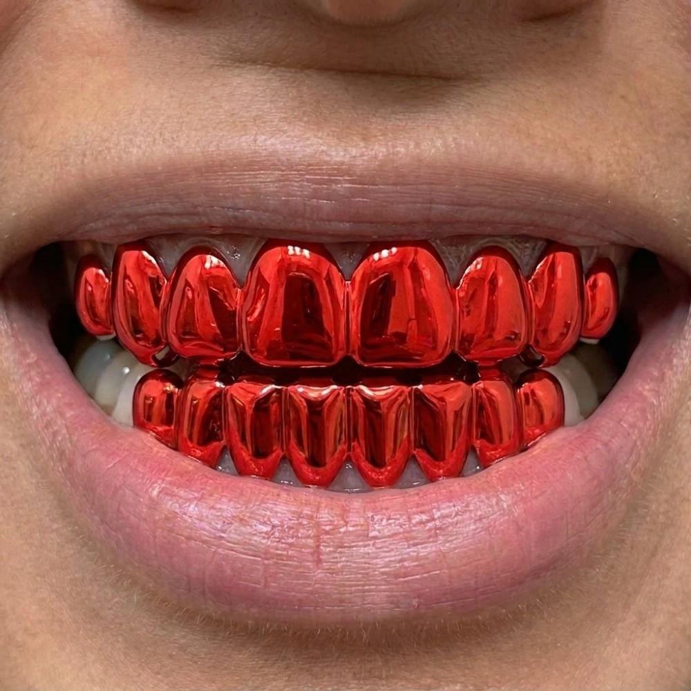 2 piezas/juego Ecológico Dientes de Cobre Grillz Caps Antideslizante Dientes Joyería Eventos
