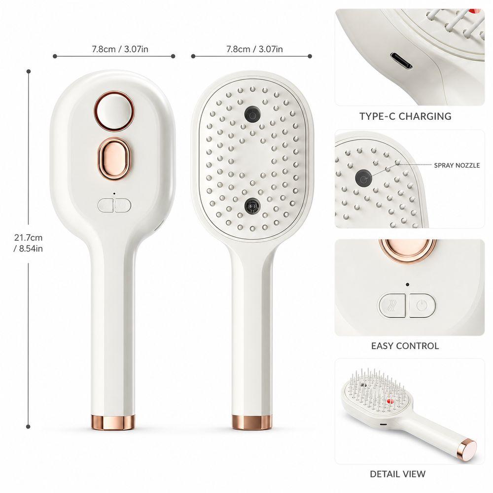 3-in-1 Electric Spray Air Cushion Massage Comb Rechargeable Hair Care Comb Electric Steam Brush