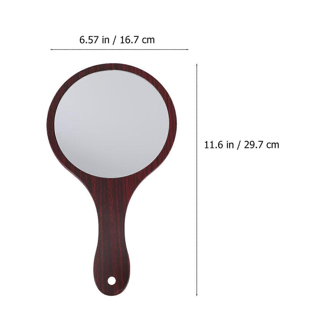 Wooden Handle Makeup Mirror Retro Cosmetic Mirror Handheld 1Pcs