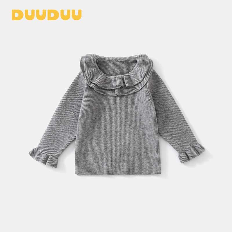 

DUUDUU 2025 New Korean Style Girls White Knit Pullover Sweater for Autumn/Winter 120cm сірий колір