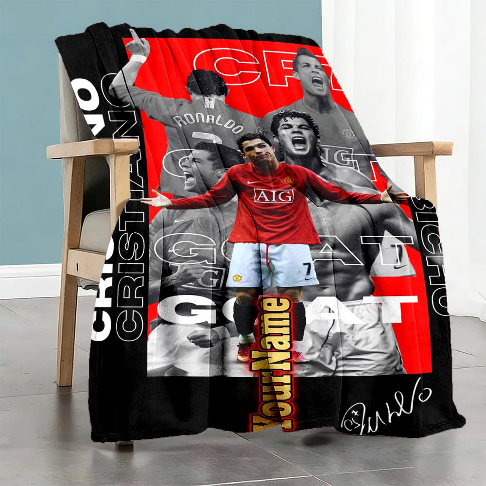 Cristiano Ronaldo 24 Customize Text Blanket Gift Customizable Blanket Warmthful Decor Perfect for Bed Office Home Decor Bedding
