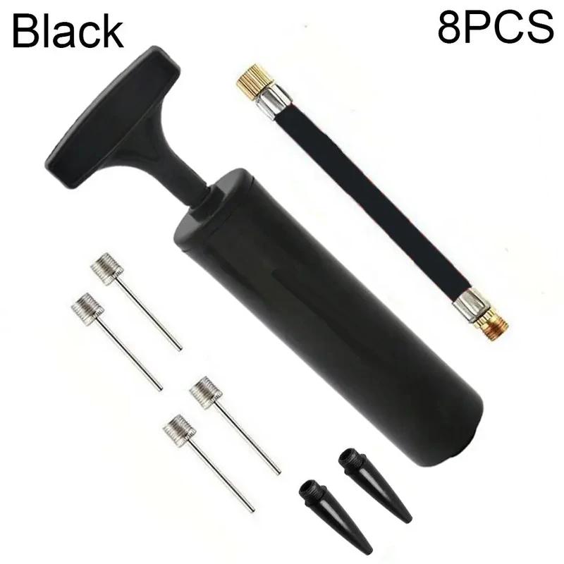 

8 шт. портативный насос для мячей, набор гибких штанов для волейбола, футбола, баскетбола с иглой, ручной воздушный насос, прочный воздушный шар, надувной мяч чёрный