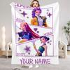 K Pop Demon Hunters Customize Name Flannel Blankets For Girls Boys Living Room Bedroom Sofa Bithday Gifts Soft Throw Blanket