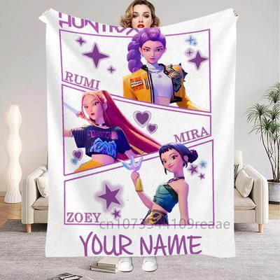 K Pop Dämonenjäger Personalisierbare Name Flanell Decken Für Mädchen Jungen Wohnzimmer Schlafzimmer Sofa Geburtstagsgeschenke Weiche Kuscheldecke