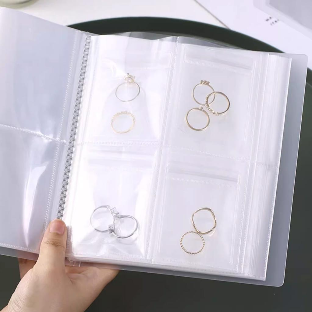 Jewelry storage album, transparent PVC storage book, earring, necklace, bracelet, ring storage bag, anti-oxidation jewelry bag