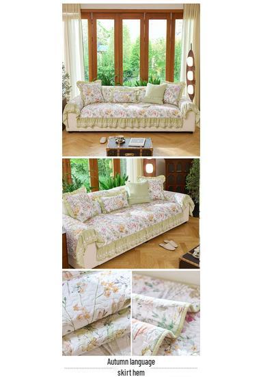All-Cotton French Skirt-Edge Sofa Cushion, Year-Round Use, Rustic Non-Slip Pure Cotton Decor.