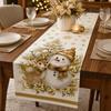 Santa Snowman Christmas Tablecloth Tabletop Decoration Poinsettia Table Runner Kitchen