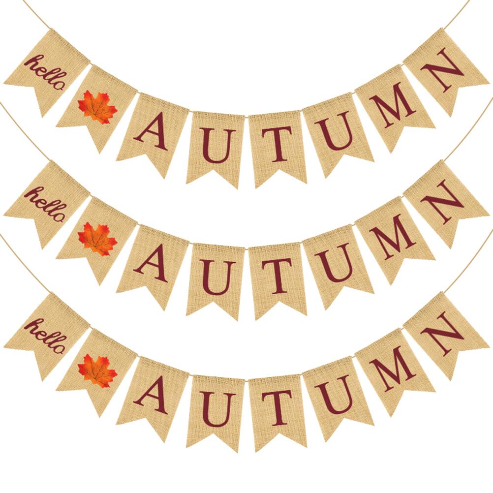 Maple Leaf Theme Flag Premium Linen Swallowtail Banner with Printed Maple Leaf and Letter Design for Thanksgiving Party